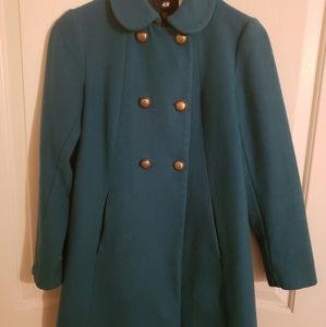 H&M Teal Wool Dress Coat
